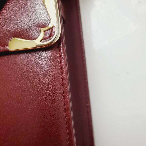 Cartier Bordeaux Shoulder Bag Double Flap Leather - Picture 4 of 16
